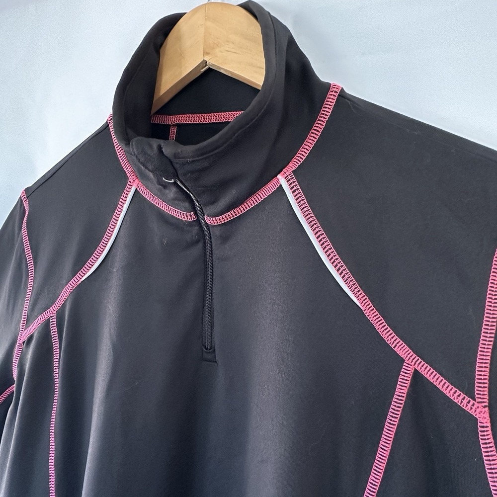 Everlast Black Pink Activewear Top Size L Women's 1/4 Zip Long Sleeve Thumbholes - Picture 5 of 12